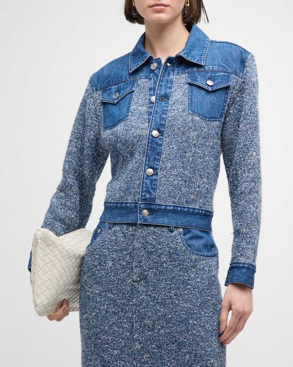 Baylin Cropped Denim Knit Jacket